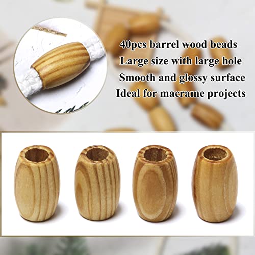 Striped Large Oval Wooden Beads - 20x30mm- 40 Beads- Hole 10mm- Quality Wooden Beads for Macrame Project/Garlands - color: 30x20mm, Striped#40pcs