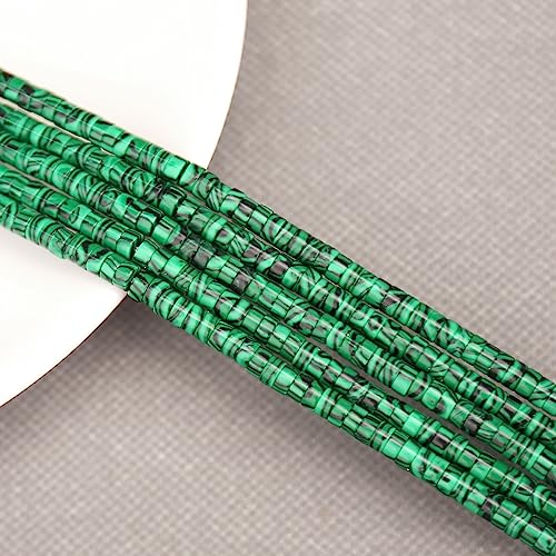 BONNY BOXX 150PCs Natural Malachite Spacer Beads, Loose Semi Precious Flat Round Gemstone Heishi Disc Stone Beads for Beading Jewelry Making 4mm*2mm - color: Malachite, size: 4MM*2MM