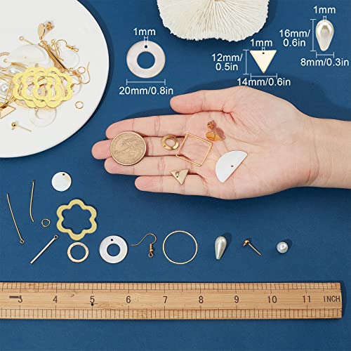 SUNNYCLUE 1 Box DIY 10 Pairs Circle Charms Round Linking Rings Earring Making Kit Triangle Charms for Jewelry Making Flat Shell Pendant Jump Rings Earring Hooks Glass Pearl Beads Adult Women - color: Diy 10 Pairs Circle Charms Earrings