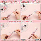 Colarr 24 Sets Plastic Beadable Pens DIY Pens Making Kit Assorted Wood Beads Crystal Spacer Black Ink Ballpoint for Women Crafts Office Family Gifts(Cow) - style: Cow