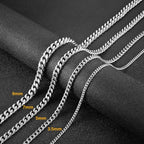 HZMAN Cuban Chain for Men - Stainless Steel Gold & Silver Diamond Cut Hip Hop Link Chains - 3.5mm/5mm/7mm/9mm - 16-30 Inch - color: 5mm Silver, size: 18In