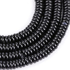 JOE FOREMAN 2x6mm Natural Polished Black Agate Stone Heishi Disc Rondelle Spacer Beads for Jewelry Making Full 15" Strand Energy Stone Healing Power Crystal - color: Black Agate