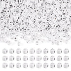 FASHEWELRY 500Pcs White Silver Square Letter Beads 5mm Cube Vowel Letter Beads A/E/I/O/U Initial Alphabet Beads for Friendship Bracelet Name Jewelry Making - color: 00-A/E/I/O/U-Silver, size: 5x5x5mm