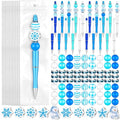 Colarr 24 Sets Plastic Beadable Pens DIY Pens Making Kit Assorted Wood Beads Crystal Spacer Black Ink Ballpoint for Women Crafts Office Family Gifts(Snowflake) - style: Snowflake