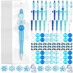 Colarr 24 Sets Plastic Beadable Pens DIY Pens Making Kit Assorted Wood Beads Crystal Spacer Black Ink Ballpoint for Women Crafts Office Family Gifts(Snowflake) - style: Snowflake