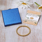 QOGIR 14k gold Handmade Healing Bracelet, Natural Gem Stone Crystal Elastic Gold Bracelet - color: 14k Gold Plated Beads, size: 6m