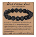 LPBeads Handmade Natural Gemstone Stretch Elastic Bracelet Healing Crystal Round Stone Beads Jewelry Gifts for Women Men - color: Black Lava, size: 10mm