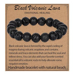 LPBeads Handmade Natural Gemstone Stretch Elastic Bracelet Healing Crystal Round Stone Beads Jewelry Gifts for Women Men - color: Black Lava, size: 10mm