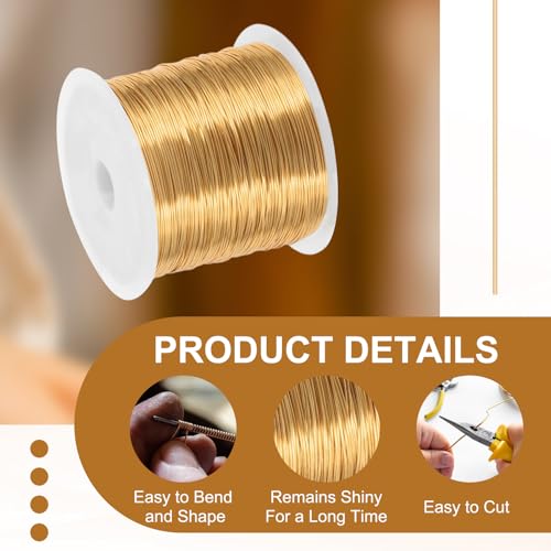 PATIKIL 24 Guage/ 0.5 mm 171 Feet Jewelry Craft Wire, Copper Beading Wires with Plier for Beading Jewelry Making Supplies Earrings Bracelets Accessories Sculpture Gardening, Rose Gold - size: 171 feet x 24 Guage