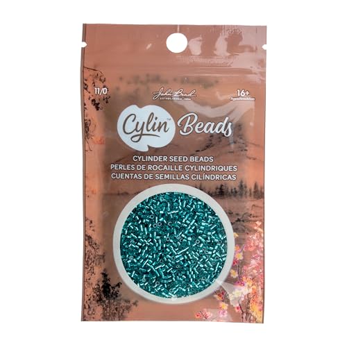 John Bead 25g Cylin Beads Tropic Teal Silver Lined 11/0 Glass Cylindrical Seed Beads for Jewelry Bracelets Necklaces Earrings Making Embroidery - color: Tropic Teal Silver Lined