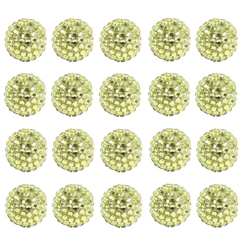20mm Rhinestone Beads for Pens, 20pcs Chunky Large Spacer Bead for DIY Pens Phone Chain Keychain Candy Sparkle Bling Ball Beads Bulk(Olive Green) - color: Olive Green 20MM 20Pcs, size: 20MM