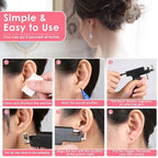 Professional Ear Piercing Gun Kit, Reusable Piercing Gun with Stainless Steel Piercing Earrings Studs, Crystal Earrings for At Home Salon Earlobe Cartilage Helix Tragus Piercing Tool Kit - color: Black