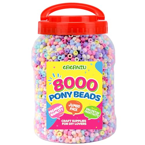 8000+ pcs Pony Beads for Bracelet Multi-Colored Making Beads Bulk for Hair Braiding DIY Crafts Kandi Jewelry Key Chains and Ornaments Decorations,10 Assorted Colors,Boxed (Macaron, 6 * 9) - color: Macaron, size: X-Large