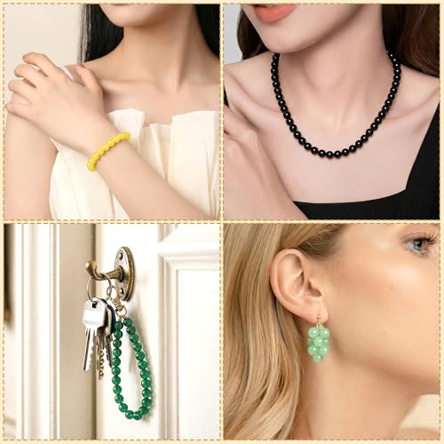 500Pcs Deep Green 6mm Glass Beads for Bracelets Necklaces, Round Crystal Glass Beads for DIY Crafts Jewelry Making Kits Bracelet Earring (Deep Green) - color: Deep Green