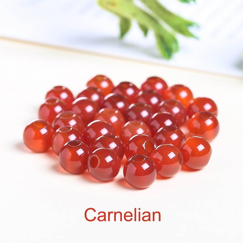 6mm Natural Crystal Beads Stone Gemstone Round Energy Healing Strand Loose Beads for Jewelry Making Bracelets Anklets Big Hole(2.0mm) 60pcs(Carnelian, 6MM) - color: Carnelian, size: 6mm