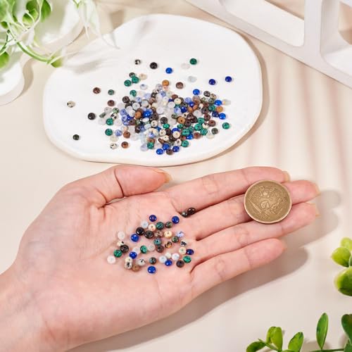 Beadthoven 300pcs 4mm Mixed Gemstone Rondelle Beads 10 Styles Flat Round Disk Abacus Natural Stone Beads Spacers Smooth Energy Healing Crystal Spacers for DIY Jewelry Making Bracelets Necklace - color: Rondelle-Mix, size: 4mm
