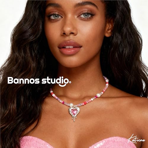 GABOX Handmade Beaded Boho Necklace with Pearl Accents & Heart Pendant, Unique Original Design Artisan Jewelry Choker for Women, Perfect for Travel, Parties and Special Occasions