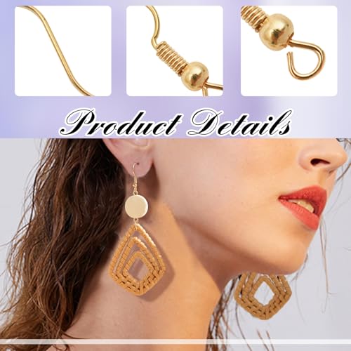 TOAOB 300pcs Earring Hooks Kits K Gold French Ear Wires with Ball and Coil 18mm Fish Hook Earring Making Supplies with Jump Rings and Clear Silicone Ear Backs for DIY Jewelry Findings - color: K gold