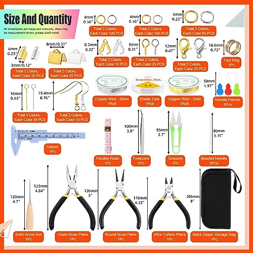 Tanstic Jewelry Making Kit, 951 Pcs with Tools, Pliers, Wires, Findings, Storage Bag for Jewelry Repair and Beading