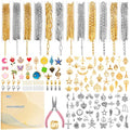 Zefy 18K Gold Silver Chain for Jewelry Making Kit, 39.6ft 12 Rolls Stainless Steel Chains Bulk with 380 Pcs Charms, Jump Rings Lobster Clasps Set for DIY Bracelet Necklace Crafts - size: Large