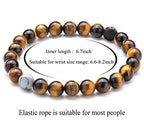 Hamoery Men Women 8mm Tiger Eye Stone Beads Bracelet Elastic Natural Stone Yoga Bracelet Bangle - color: Tiger Eye Stone-21003