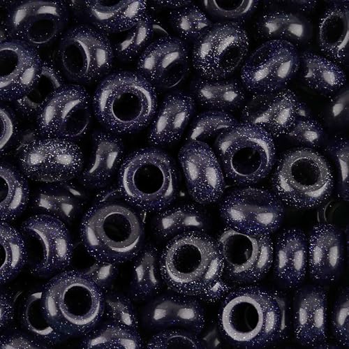 20Pcs Natural Blue Sandstone Large Hole Beads, 8x14mm Rondelle Gemstone Spacer Beads 6mm Big Hole for Jewelry Making, Beading Bracelets, Macrame & Hair Braiding - color: Blue Sandstone