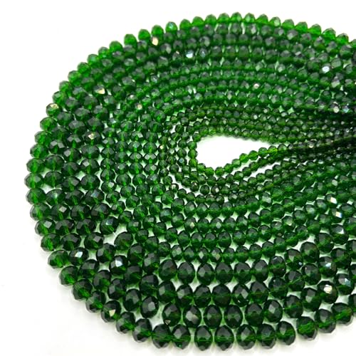 1040PCS Assorted Size Glass Beads, 4/6/8mm Crystal Glass Beads for Jewelry Making, Briolette Crystal Spacer Loose Bulk Beads for DIY Crafts, Suncatchers, Darkgrass Green Color - color: Dark green