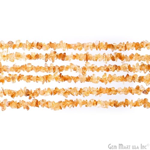 GM GemMartUSA Citrine Natural Raw Chip Beads Strands | Semi-Precious | AAA+ Quality 1 Strand 34” | DIY Bracelet Jewelry Making, Healing Crystal Craft| 4-6mm - Yellow-Color Gemstones (CHCI-70001) - color: Citrine (CHCI-70001)
