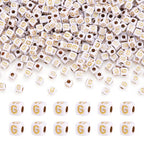 FASHEWELRY 500Pcs White Golden Letter Beads 4.5mm Square Alphabet Beads Acrylic Cube Letter G Beads for Friendship Bracelet Necklace Keychains Jewelry Making - color: Letter G