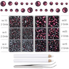 10000Pcs 2-Boxes Mixed Size Hot Fix Round Crystals Gems Glass Stones Hotfix Flat Back Rhinestones with Tweezers and Picking Pencil (Amethyst) - color: Amethyst, size: 2-Box (10000pcs)