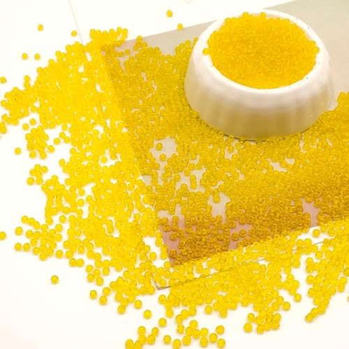 Perlin Glass Seed Beads 2mm 11/0 Round Mini Small Pony Beads 6500pcs for Making Earrings Bracelets Pendants Waist Jewelry DIY Handmade Transparent Color Kit (Yellow) - color: Yellow