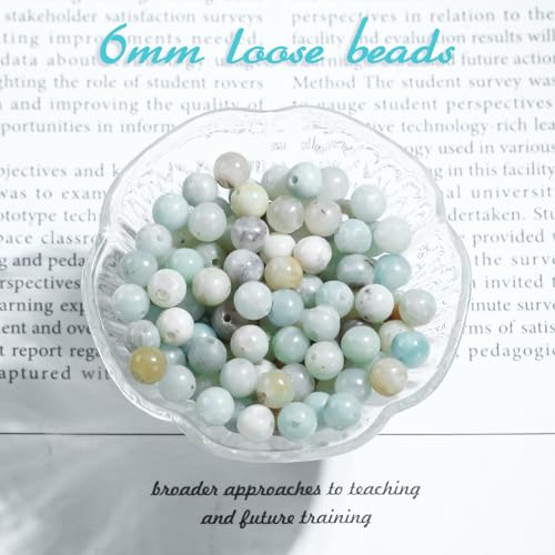 6mm Natural Gemstone Round Amazonite Loose Beads for Jewelry Making Bracelets Necklace Earrings Art Craft (60-62pcs/strand) - color: Amazonite, size: 6mm (15"/Strand)