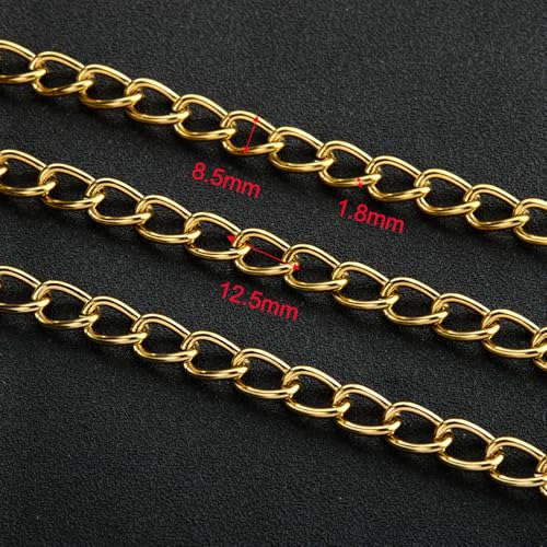 UMAOKANG 6.6 Feet Gold Plated Chain for Jewelry Making Stainless Steel Twist Cable Jewelry Chain Roll with Jewelry Supplies Findings - color: Cable (Gold)