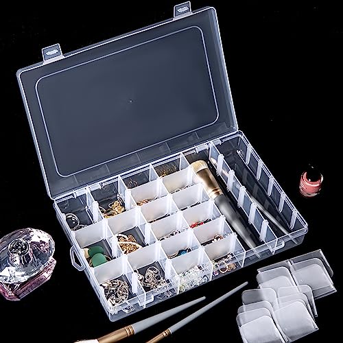 Gospire 2PCS 36 Grids Clear Plastic Jewelry Box Organizer Storage Container with Removable Dividers - color: Clear-36 Grids*2
