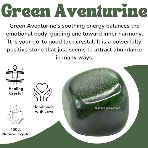 Amazing Gemstone Dark Green Aventurine Crystal Tumbled Stones Polished Rocks - Natural Gem Stones for Healing - DIY Crystals for Protection (1 Piece) - color: Dark Green Aventurine