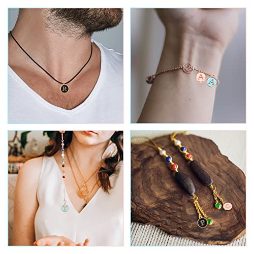 104 PCS Letter Charms for Jewelry Making - Double Sided Alphabet & Initial Charms for Necklace & Bracelet - color: 4 colors