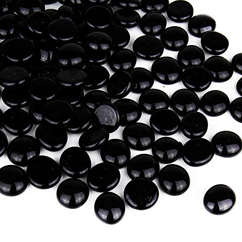 CYS EXCEL Black Glass Gemstone Beads Vase Fillers (6 LBS) Flat Marble Beads Multiple Color Choices Aquarium Decor Rocks Floral Stones Decorative Mosaic Glass Gem Pebbles - color: Black, size: 6 LBS