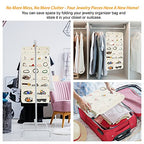Hanging Jewelry Organizer with 50 Transparent Pockets, 360° Rotating Hanger & Secure Zipper Closure - Foldable Double Sided Jewelry Storage Bag for Earrings, Rings, Necklaces, Bracelets (Beige)