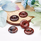 FASHEWELRY 5Pcs Donut Disc Natural Mahogany Obsidian Stone Pendants 30x5mm Large Hole Healing Chakra Circle Ring Flat Round Gemstone European Charms for Jewelry Making Hole: 6mm - color: Mahogany Obsidian, Colorful