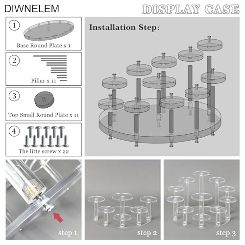 Round Acrylic Jewelry Stand Acrylic Display Riser Stands Dessert Tower Display Tower for Watch,Jewelry,Rings,Earrings,Mini Figurines,Cupcakes(Clear,11Tier) - size: Clear-11 Tier