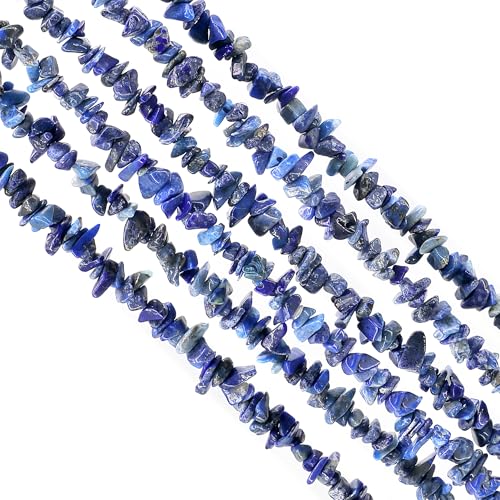 GM GemMartUSA Lapis Natural Raw Chip Beads Strands | Semi-Precious | AAA+ Quality 1 Strand 34” | DIY Bracelet Jewelry Making, Healing Crystal Craft| 4-6mm - Blue-Color Gemstones (CHLP-70001) - color: Lapis (CHLP-70001)