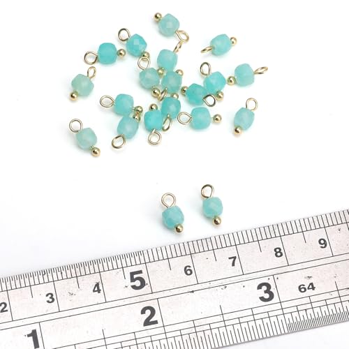 Beadia Natural Faceted Cube Stone Charms 4mm 30pcs with Untarnish Metal Accessories Loose Square Beads for DIY Jewelry Making - color: Tianhe
