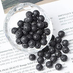 AD Beads 8mm Natural Round Loose Beads 110 Pieces, for Making 108 Mala Prayer Beads Necklace, Bracelet & Yoga Meditation, Jewelry Design (Black Lave) - color: Black Lave