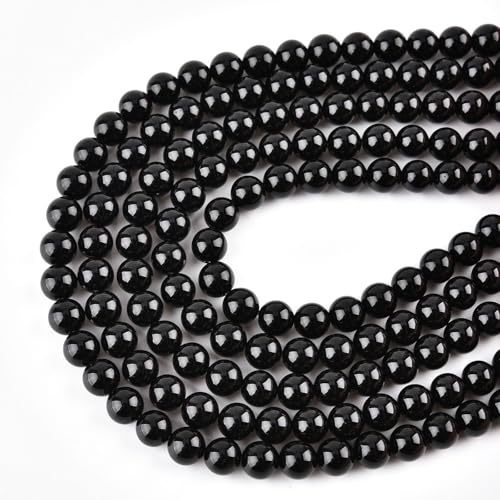 8mm Natural Black Onyx Beads Round Agate Gemstone Loose Beads for Jewelry Making (45-48pcs/strand) - color: Black Onyx, size: 8mm