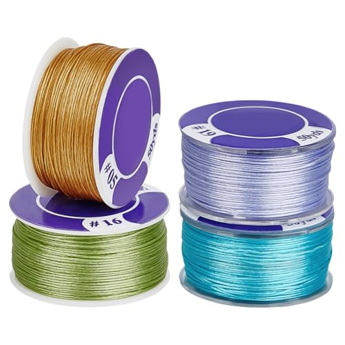 PH PandaHall 0.1mm Nylon Seed Bead Thread 200 Yards 4 Colors Bracelet Cord Beading Thread Sewing String Nylon Braided String for Beading Earring Necklace Jewelry Making Leather Stitching - color: Purple Blue Theme