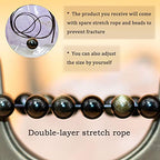 8mm Natural Gemstone Stretch Bracelet, Handmade Unisex Crystal Bracelets for Meditation, Yoga, Spiritual Healing & Positive Energy - color: Golden Obsidian