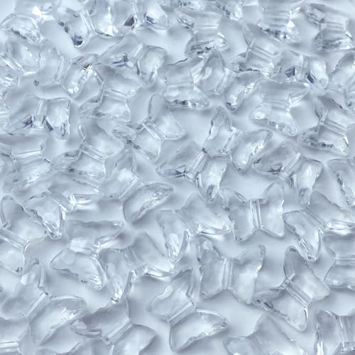 200pcs 12x15mm Acrylic Butterfly Beads Assorted Clear Spacer Beads Loose Butterfly Shaped Beads with Hole for Earring Necklace Bracelet Lanyard Jewelry DIY Craft Making(Transparent) - color: Transparent, size: 12x15mm