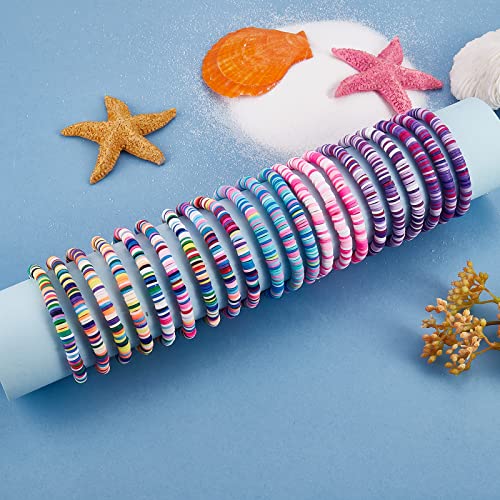 Ornaland Heishi Surfer Bracelets Set Polymer Clay Heishi Beads Stretch Bracelets Multi-Layer Stackable Friendship Bracelets Bohemia Summer Beach Jewelry for Women - color: Purple
