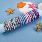 Ornaland Heishi Surfer Bracelets Set Polymer Clay Heishi Beads Stretch Bracelets Multi-Layer Stackable Friendship Bracelets Bohemia Summer Beach Jewelry for Women - color: Purple