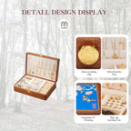 Travel Jewelry Case Small Wood Jewelry Organizer Jewelry Box for Women (Nut-Brown Print D) - color: Nut-Brown Print D